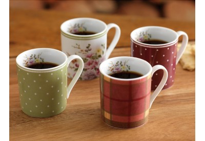 Katie Alice Super White Porcelain Espresso Cups - Highland Fling Collection (set of 4)